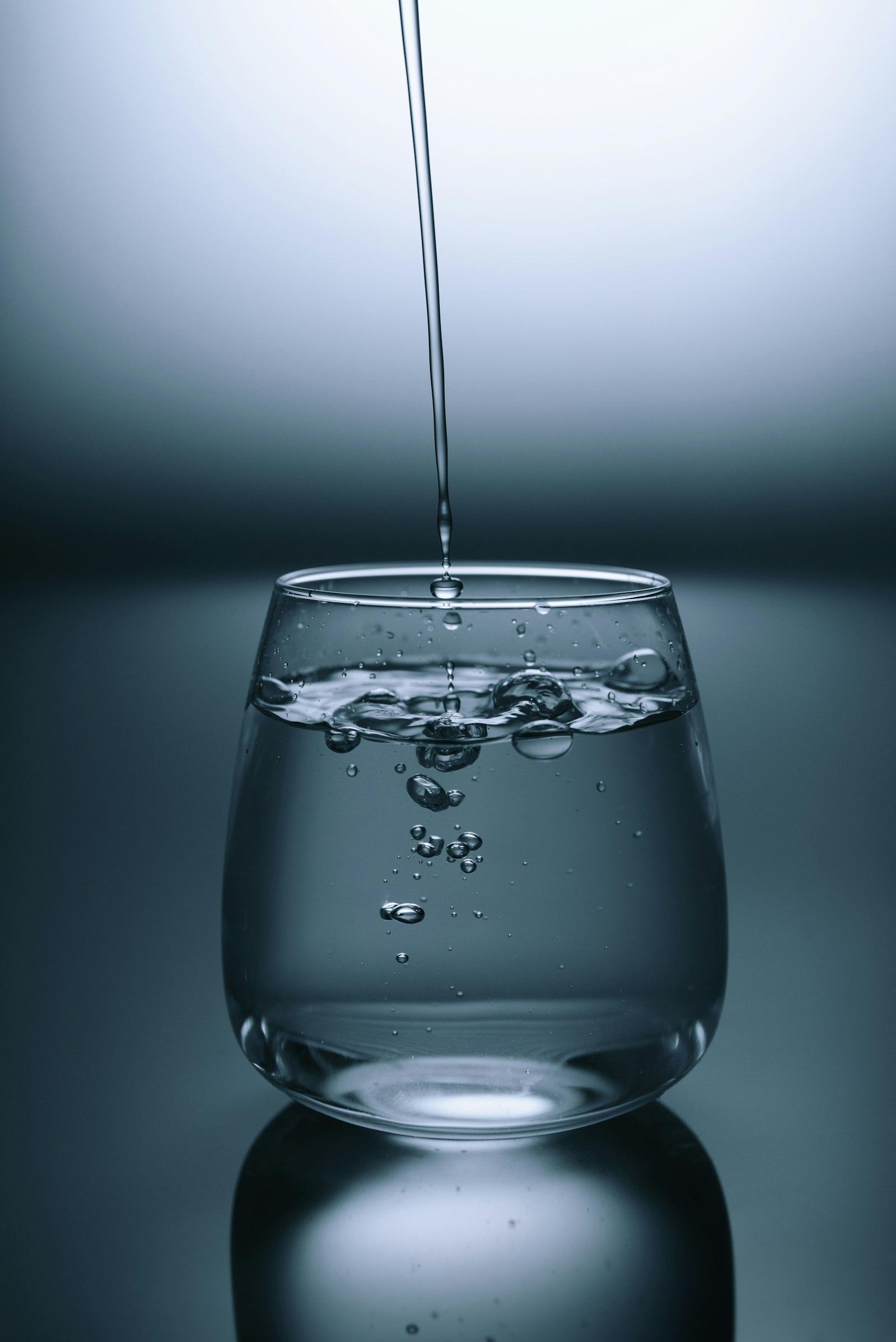 Water poured into a clear glass